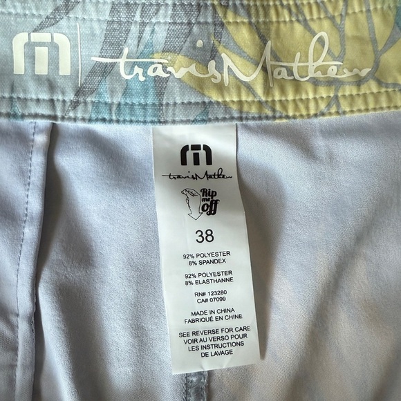 Travis Matthew Men's Palm Tree Board Tie at Waist Board Shorts - 38 ECLN - Picture 2 of 5